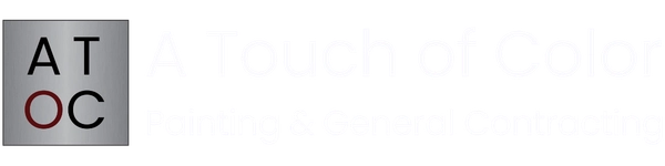 A Touch of Color Painting & General Contracting of Raleigh, NC white horizontal logo.