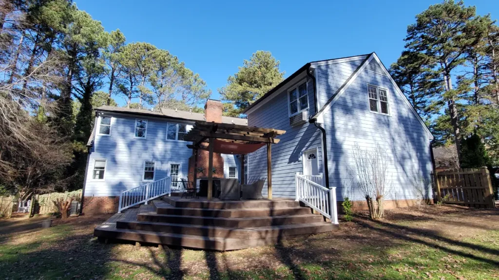 Rear photo of a home in Raleigh, completed by A Touch of Color Painting.