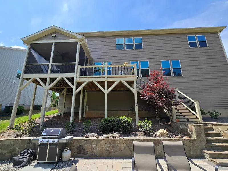 Beautifully finished screened porch painting and wood trim repair in Apex, NC, by A Touch of Color Painting & General Contracting