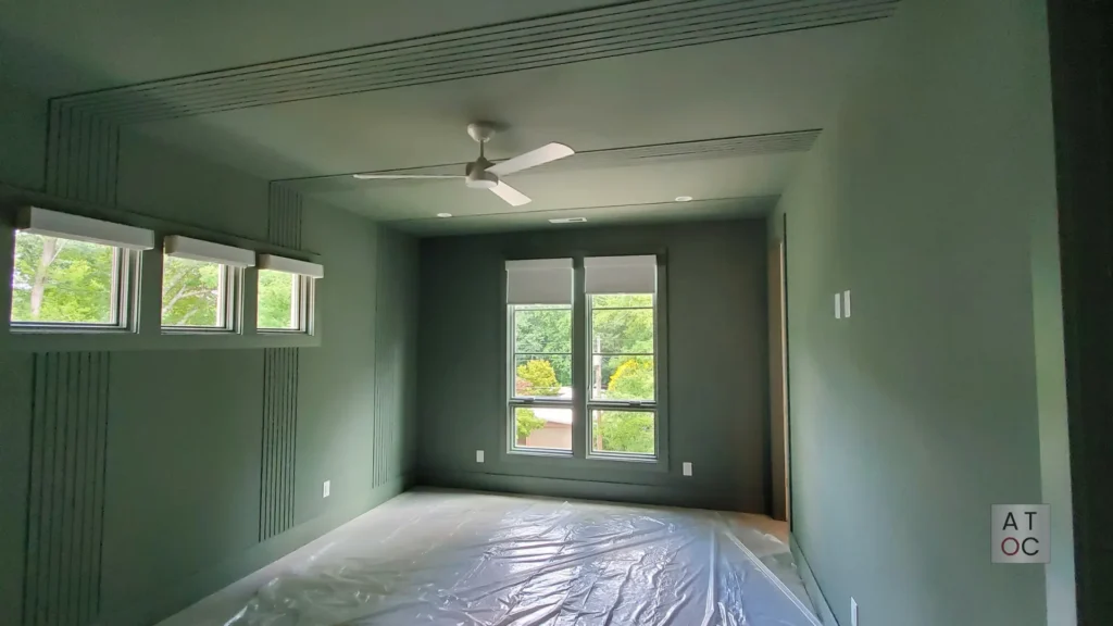 Professional interior painting in Knightdale, NC, featuring a modern neutral palette and precise trim work by A Touch of Color.