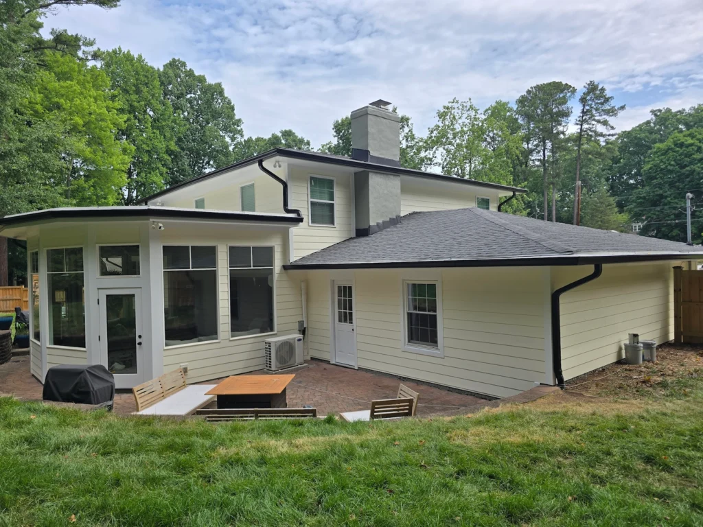 6 inch aluminum gutters installed last on a full exterior home renovation in North Hills.