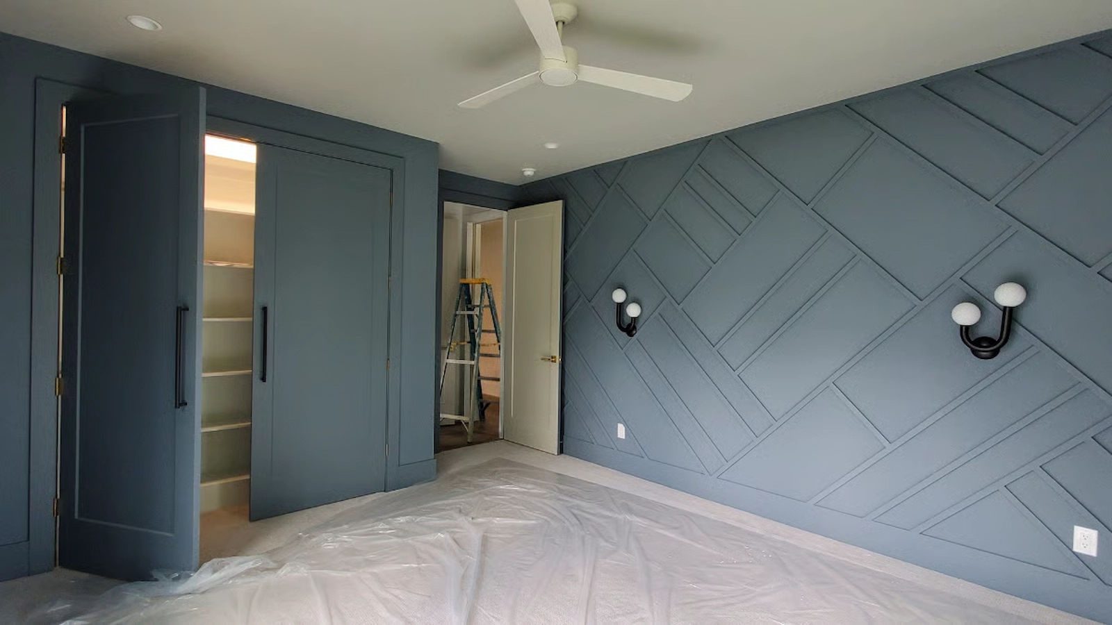 Custom interior painting and wall accent features on a home downtown Raleigh.